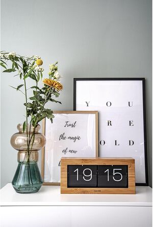 Karlsson KA5642WD Table and Wall Clock XL Flip Clock Wood 17.5 x 37 x 9 cm Bamboo Wood