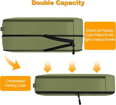 Органайзер для валізи: набір з 8 шт. (білий, хакі) - Packing Cubes для подорожей