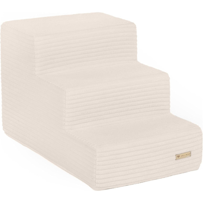 Сходинка для собак Velinda з 3 ступенями, також підходить для котів. Допомагає тваринам легко підніматися. Матеріал: піна, колір: кремовий (Cord)