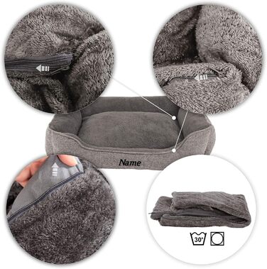 М'яке ліжко для собак та котів Lionto знімний чохол, 75x60 см, сірий колір, антиковзаюче дно