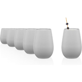 Stölzle Lausitz ELEMENTS Glasses 465 ml White & Silver | Drinking Glasses 6-Piece Set | Dishwasher-Safe Glass Set | High Impact Resistance | Universal Glasses for Water, Juice, and Whisky