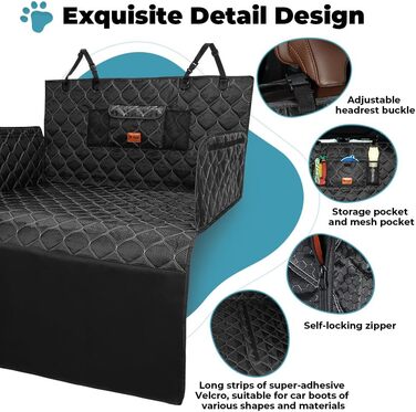 Захисна ковдра для собак у багажник авто KYG, 215x110 см, чорна, водовідштовхувальна, антиковзаюча