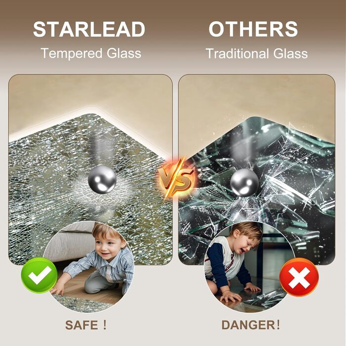 Дзеркало для ванної кімнати STARLEAD з підсвічуванням 100x70 см, Bluetooth, протитуманне покриття, регулювання яскравості, 3 кольори світла, функція пам'яті, IP44, LED, горизонтальне/вертикальне, HD скло, Madrid Silver (Bluetooth)