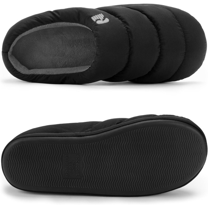 Чоловічі халапи RockDove з піною та пухом для дому (40/41 EU, чорний/сірий)