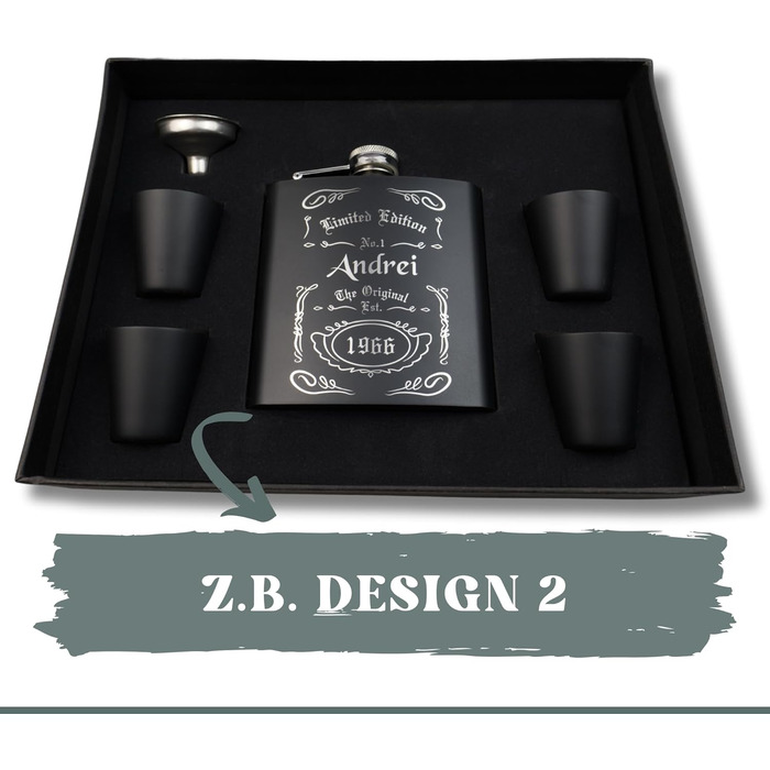 Набір фляг з гравіюванням - персоналізований з іменем - ідеальний подарунок на весілля та для чоловіків - нержавіюча сталь (дизайн 9)