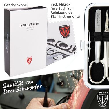 Набір для манікюру DREI SCHWERTER 'Catania' 6 предметів (Німеччина) - з ножицями для кутикули, щипчиками, пінцетом, алмазною та скляною пилочками, очищувачем для нігтів у футлярі, світло-коричневий