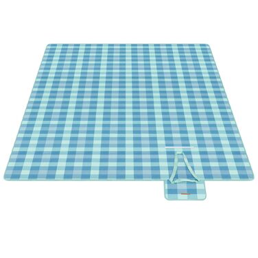 Плед для пікніка SONGMICS великий (200x300 см), водонепроникний, з 4 кілочками, для парку, саду, пляжу, складаний, блакитний GCM011Q02