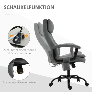 Vinsetto Massage Office Chair, Ergonomic Desk Chair, Adjustable Gaming Chair, Grey | Aosom