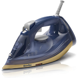 Праска Breville SuperSteam з парою: 2600 Вт, керамічна підошва, 190 г паровий удар, резервуар 300 мл, колір морської хвилі та полірована латунь [VIN413]