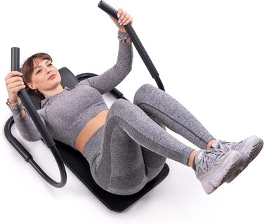 C.P. SPORTS AB Roller - Abdominal Trainer | Professional Ab Roller with Headrest & Mat for Abdominal Muscle Training & Fitness | Steel pipe black - foldable - space-saving for abdominal workout at home