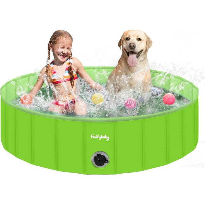 Foldable Dog Pool for Dogs, Dog Cushion Pool, Portable, for Dog Bath, Plastic, Large, Hard, Children's Pool (100 x 30 cm) (Large(120×30cm), Green)