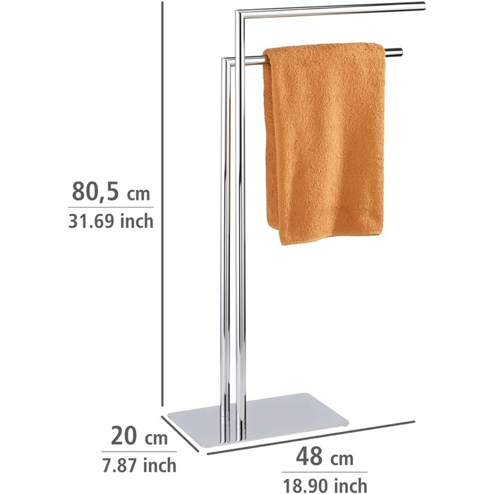 Підставка для рушників WENKO Recco, хром, з нержавіючої сталі, 48 x 80.5 x 20 см