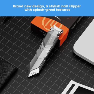 Професійний кусачковий манікюрний інструмент з контейнером для збору обрізаних нігтів, для пальців та п'ят, з нержавіючої сталі, великий, срібний (3,5x0,79 дюйма)