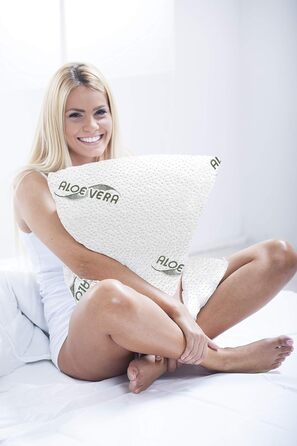 Seven-Sleep Orthopedic Neck Pillow - Head pillow made of pressure-equalizing Visco-Gel foam (Memory Foam) with Aloe Vera cover - Pillow in 70x42cm size, 15cm height