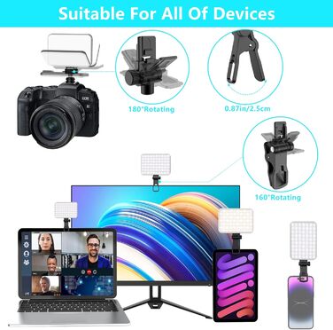 LED світло для селфі: портативна світлодіодна лампа для телефону, планшета, ноутбука з 60 світлодіодами, 7 режимів, регулюванням яскравості та акумулятором 2200mAh