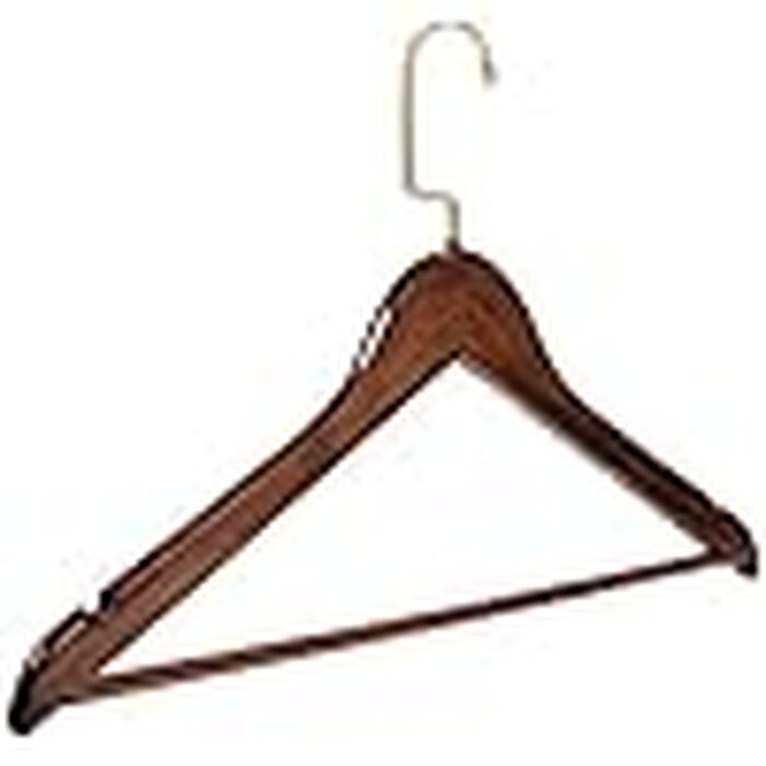 Набір дерев'яних вішаків для одягу RSR-Hangers, 10 шт, коричневі, з перекладиною для штанів, 44.5 см, поворотний золотистий гачок