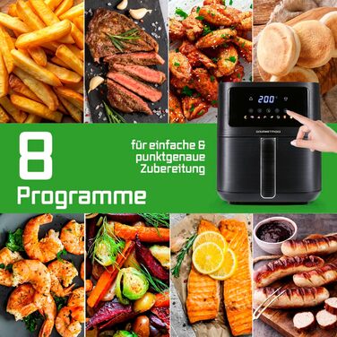 Фритюрниця повітряна Gourmetmaxx AirGenius 9 л з 2 відсіками | 8 програм | Сенсорний дисплей | Для 8 осіб