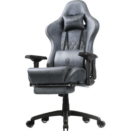 Dowinx Gaming Chair Ergonomic with Massage Office Chair for Computer PU Leather with Retractable Footrest, 4D Armrests Brown