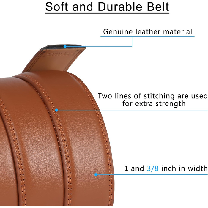 Чоловічий шкіряний ремінь SENDEFN з автоматичною пряжкою, ширина 35 мм, регульований розмір, колір 