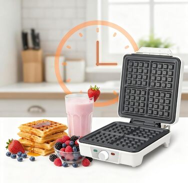 Вафельниця VINATO для приготування 4 бельгійських вафель, 1200W, антипригарне покриття, регулювання температури