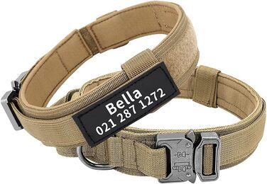 Тактичне нашийник для собак середніх та великих порід, персоналізований з іменем та номером телефону (Стиль A)