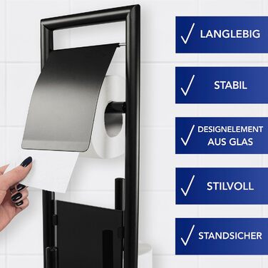 Набір для туалету WENKO Ravina 3-в-1 з тримачем туалетного паперу та щіткою, нержавіюча сталь, чорний, Ø 20 x 70 см