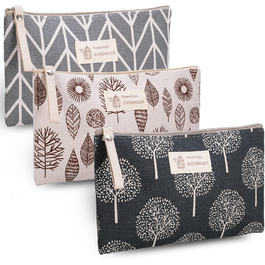 3 косметичні сумки з канвасу, органайзери для макіяжу, дорожні косметички для жінок, набір 3 шт. (Натуральний стиль)