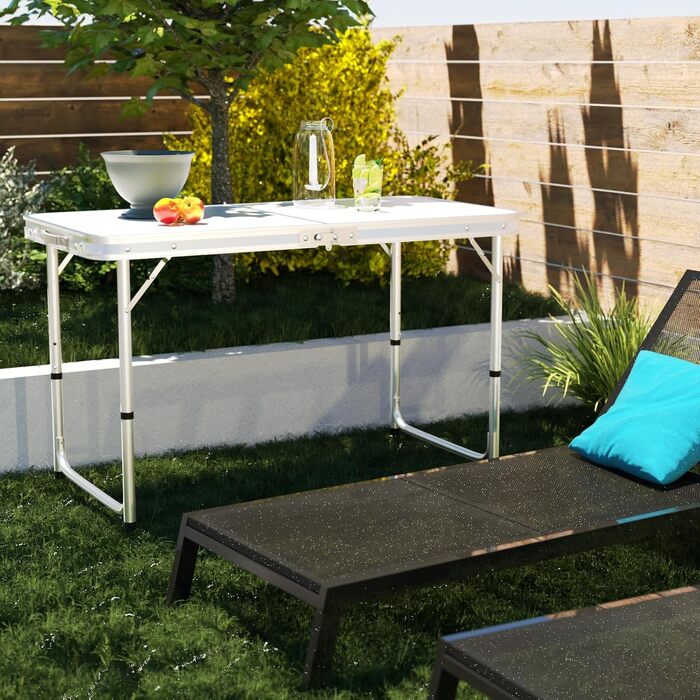 Складний алюмінієвий стіл для пікніка, кемпінгу, саду та вечірок 120x60x70 см, регульована висота