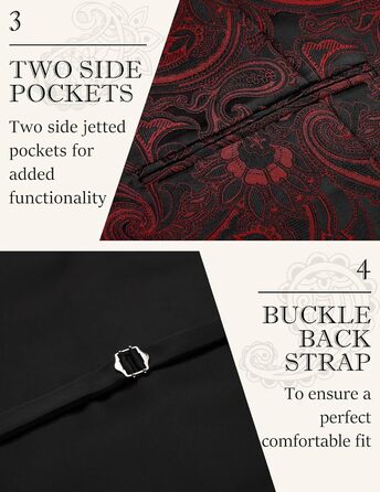 Жилет чоловічий COOFANDY Paisley вікторіанський стімпанк готичний, бордовий, 3XL