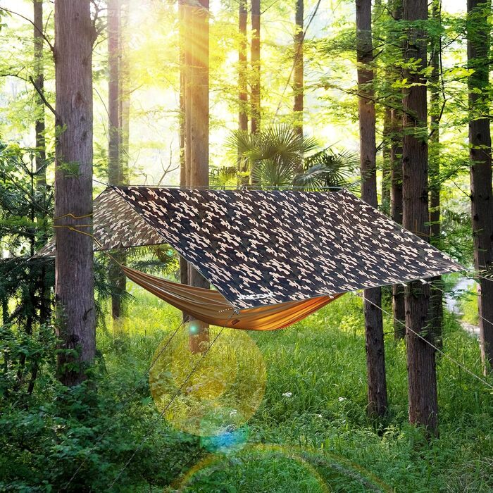 Водонепроникний тент JAICOM - 3x3/4/5 м, для кемпінгу, намету, гамаку, тераси, захист від сонця, снігу та дощу, з люверсами, нейлонові мотузки, алюмінієві кілочки
