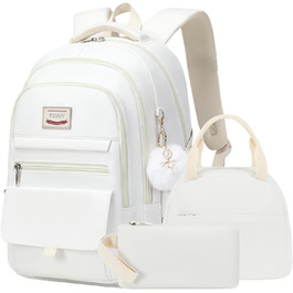 Шкільний рюкзак для підлітків, дівчаток, 3-в-1: рюкзак, ланчбокс, пенал, бежевий (15.6