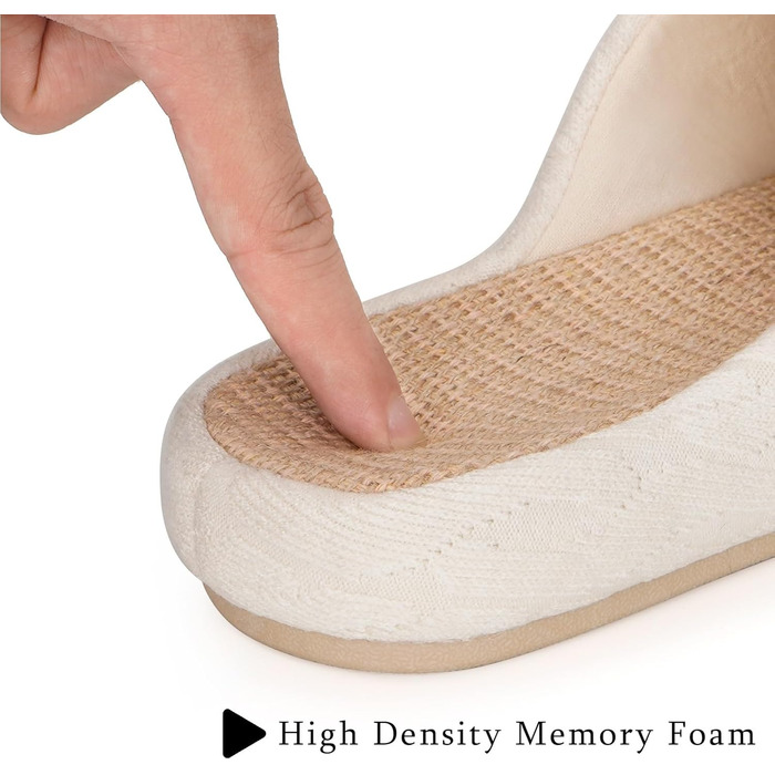 Тапочки жіночі Eagsouni з льону, зручні, антиковзні, з піною пам'яті, для дому, теплі, 37/38 EU, бежеві