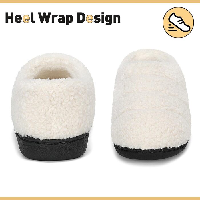 Тапочки халатні Mishansha зимові, теплий memory foam, жорстка підошва, розмір 36-47, білі