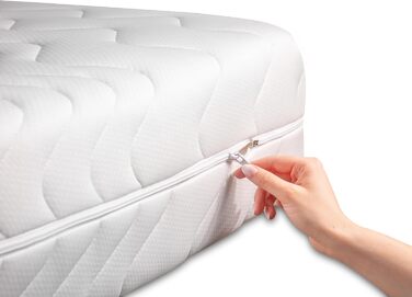 BONEX Fontana Mattress Cover, Polyester, White, 90x200 cm, 19-21 cm Height