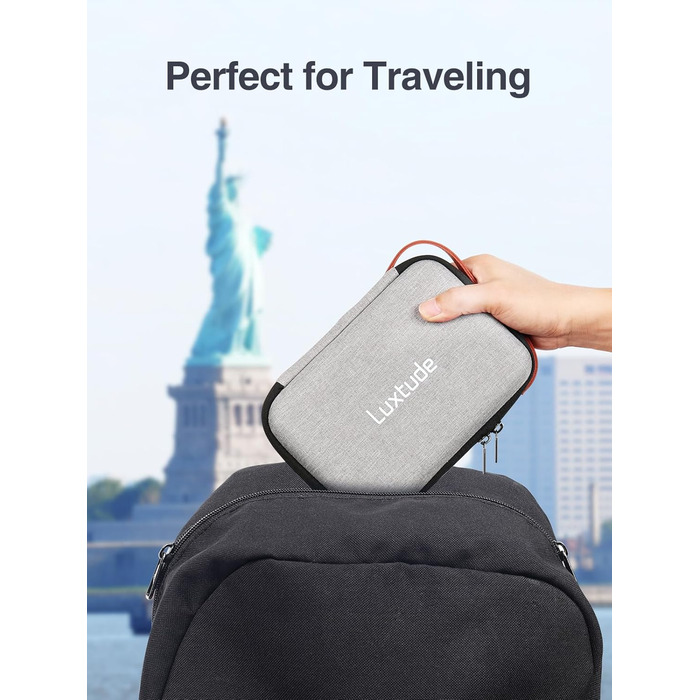 Органайзер для кабелів Luxtude: кейс для подорожей, захисний чохол для зарядних пристроїв, Powerbank, жорстких дисків (сірий)