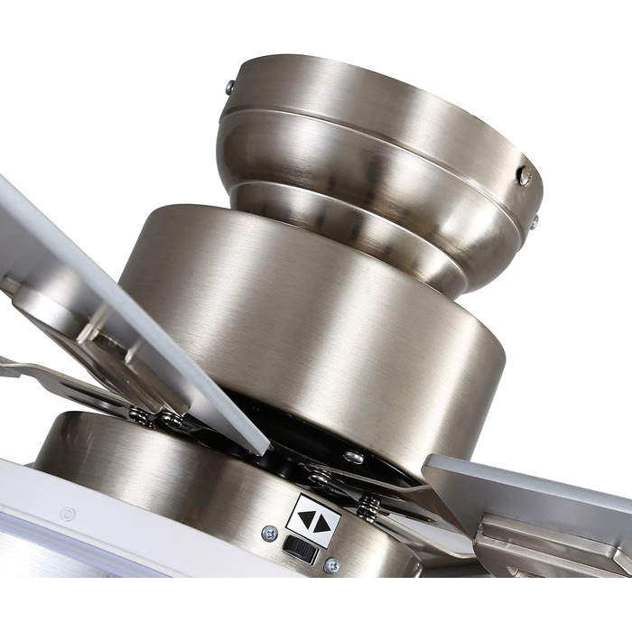 Стеляний вентилятор FINXIN з LED-лампою 132/122 см для спальні, вітальні, їдальні. В комплекті: мотор, пульт керування. (132 см, 5 лопатей) (Брашований нікель, 122 см, 4 лопаті)