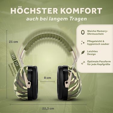 Schallwerk Work+ | Навушники шумозахисні для роботи та повсякденного використання (Камуфляжний зелений)