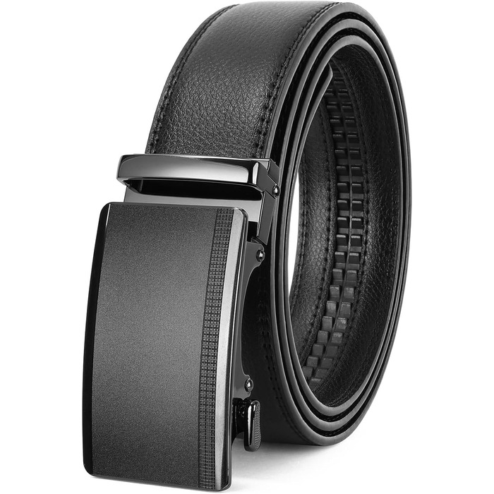 Чоловічий шкіряний ремінь WHIPPY Automatik з пряжкою, ширина 35 мм, чорний матовий, довжина 145 см (підходить для штанів 116-130 см)