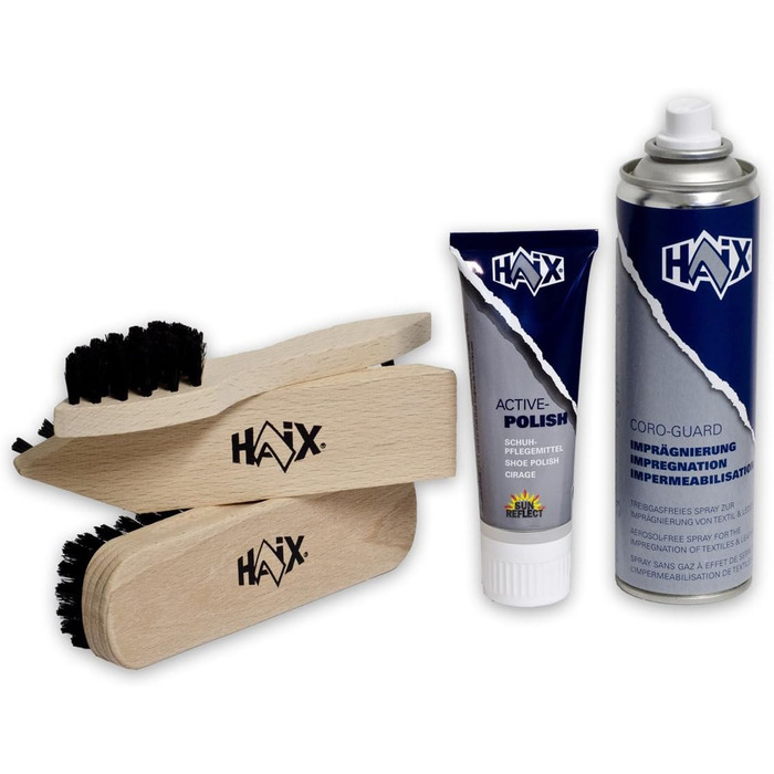 HAIX® Brush Set + Shoe Cream (Black) + Impregnating Agent