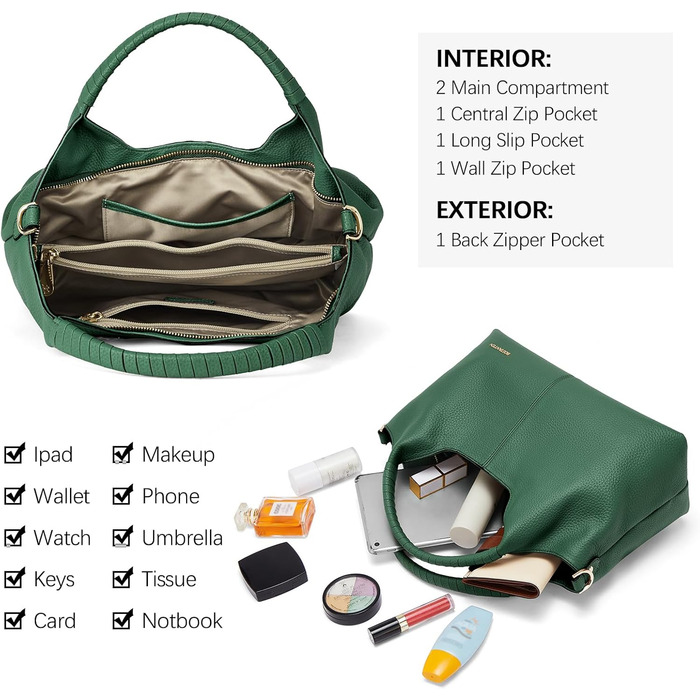 Сумка жіноча BOSTANTEN шкіряна шопер Hobo з ручкою та регульованим ременем, коричнева