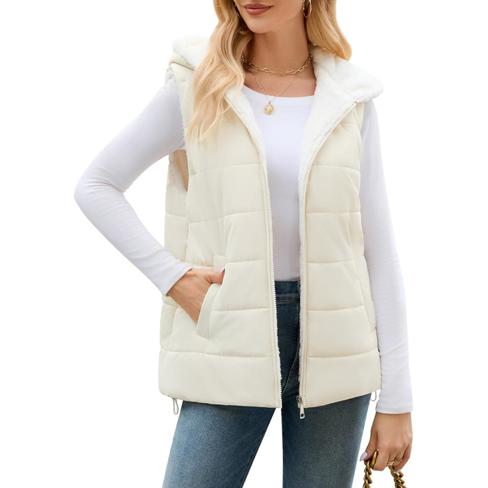 Тепла флісова жилетка CTOP з капюшоном для осені/зими. Легка жилетка з кишенями, колір хакі, розмір S