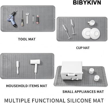 Силиконова килимок для сушіння посуду - килимок для посуду, BPA-free, стійкий до високих температур, неслизький, сірий, 92 x 52 см