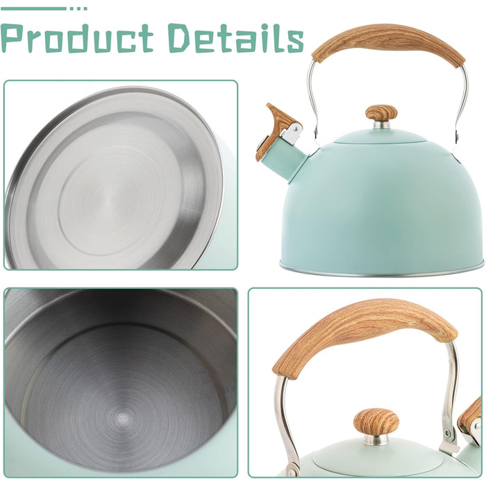 Чайник-заварник зі свистком, нержавіюча сталь, Induktion, для всіх плит, з ергономічною ручкою