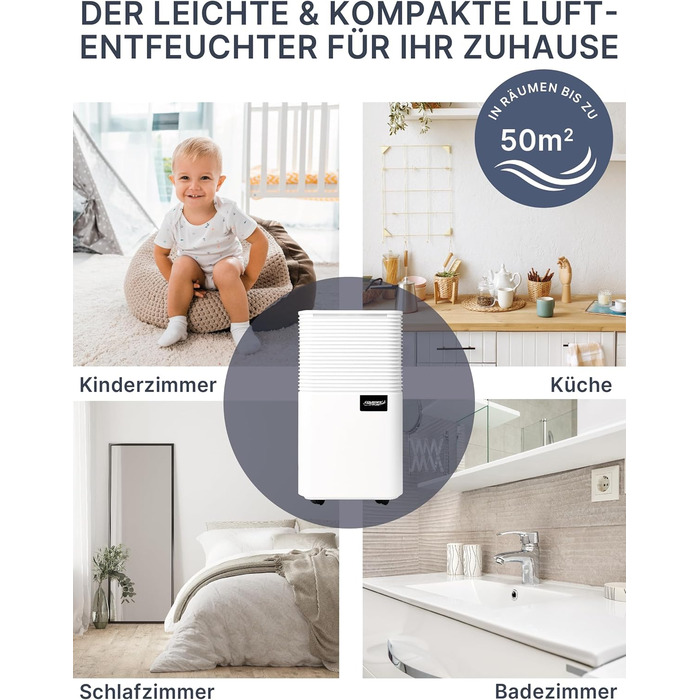 Зволожувач повітря Comedes® Demecto 12 - 12л/24г, тихий, з роликами, для дому та офісу до 25м²