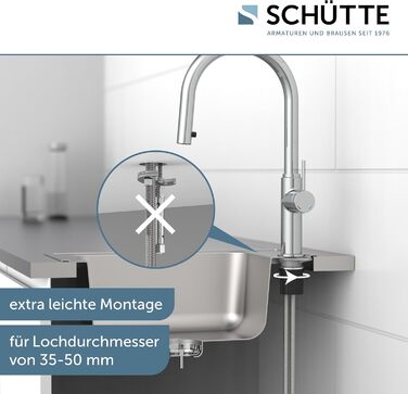 Кухонний змішувач SCHÜTTE 79562 Blackpool з висувною лійкою, поворотний на 360°, з однорідним керуванням, для мийки, хром
