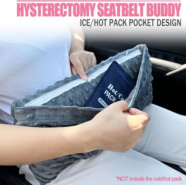 Hysterectomy Seat Belt Pillow after C-Section Pillow, Abdominal Surgery, Seat Belt Pillow with Pocket for Tummy Tuck, Hysterectomy, Recovery, a Must-Have for Patients, Gift, Minky Dot