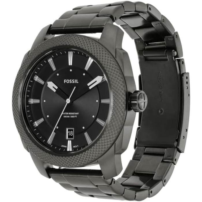 Годинник Fossil Machine для чоловіків: кварцовий, з датою, корпус 49 мм, чорний та темно-сірий, на сталевому або шкіряному ремінці