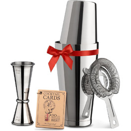 Набір для приготування коктейлів Mixology & Craft Cocktail Set: шейкер, барний аксесуар, срібний