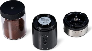 Tchibo Manual Coffee Grinder, Ceramic Burr Grinder, Adjustable Grind Size, Silver