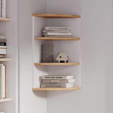 Vicco Corner Shelf Ecki, Bookshelf, White/Gold Kraft Oak, 30 x 60 cm
